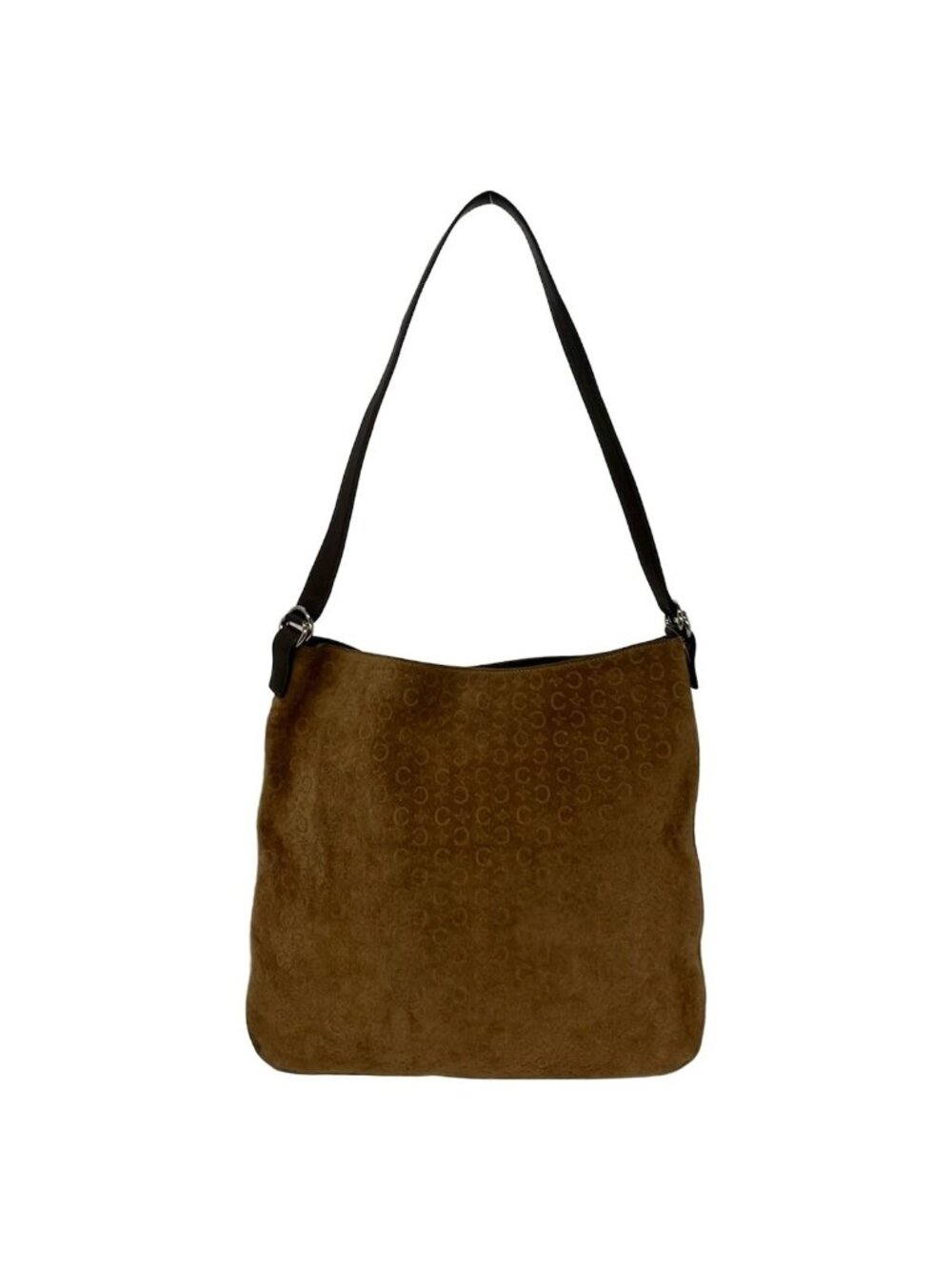 Celine Shoulder Bag C Macadam Pattern Brown Dark Leather